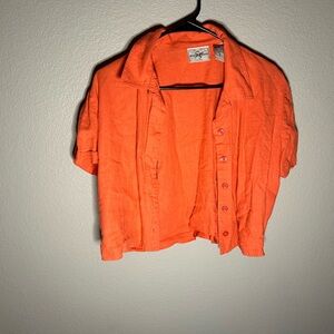 Orange Button-Up Short Sleeve Shirt
